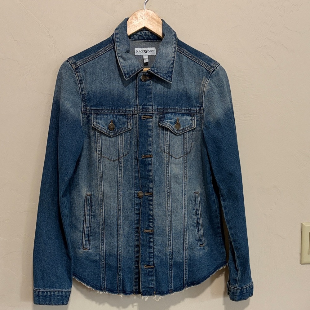 Black Daisy Blue Denim Jean Jacket. Worn Once!